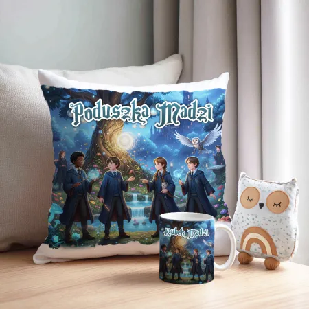 Magiczny zestaw prezentowy Poduszka i Kubek dla czarodzieja do szkoły magii